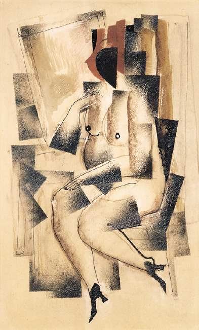 Akt vor dem Spiegel von Kazimir Sewerinowitsch Malewitsch, c. 1920.