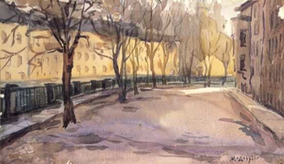 Petrograd. Entlang des Jekaterininski-Kanals von Mstislaw Walerianowitsch Dobutschinskij, 1921.