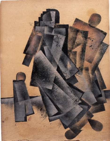 Zwei Figuren mit Kind von Kazimir Sewerinowitsch Malewitsch, 1920.