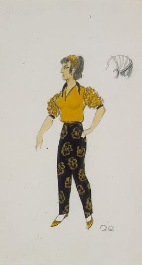 Ballerina in Schwarz, Gelb und Gold von Zinaida Markovna Sirvint-Sherman, 1950.
