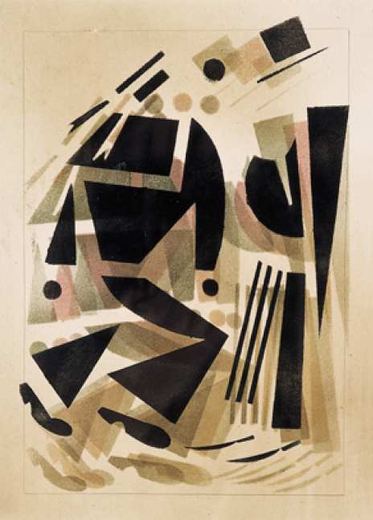 Der alte Bourgeois im Frack unterhält sich mit dem Matrosen von Wladimir Wassiljewitsch Lebedew, 1925.
