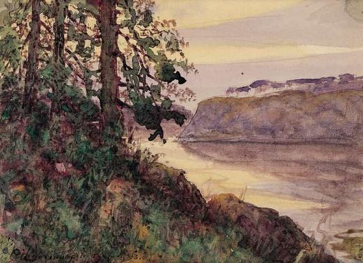 Entlang des Ufers des Flusses Kama von Apollinary Mikhailovich Vasnetsov.