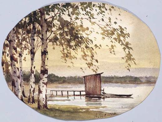 Hütte am See von Aleksandr Nikolaevich Benois.