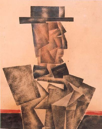 Mann mit Hut und Fliege von Kazimir Sewerinowitsch Malewitsch, c. 1920.