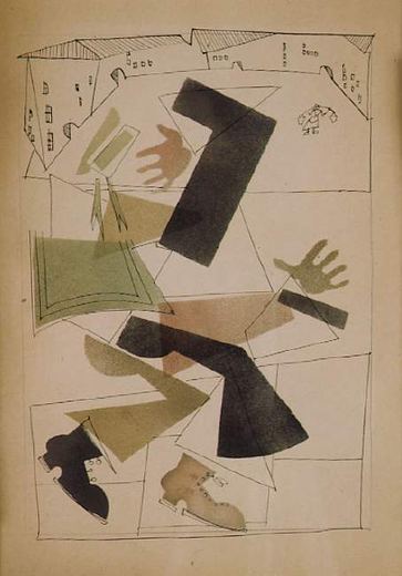 Matrose mit Häusern von Wladimir Wassiljewitsch Lebedew, 1925.