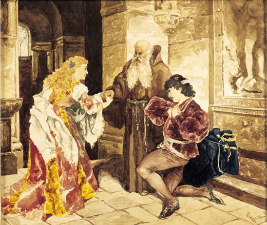 Romeo und Julia. Die Trauung von Vladimir Vasilyevich Galaktionov, 1898.
