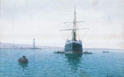 Schwarzes Meer. Dampfschiff an den Liegeplätzen von Wiktor Iwanowitsch Klimenko.