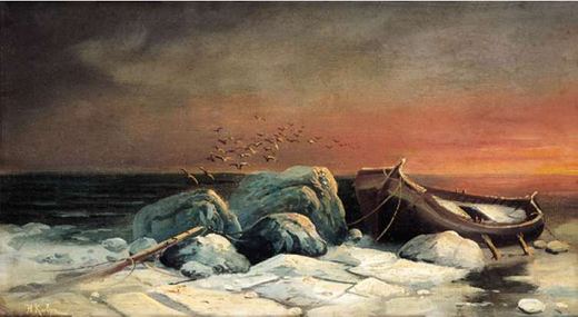 Sonnenuntergang über den Felsen von Julius von Klever, 1880.
